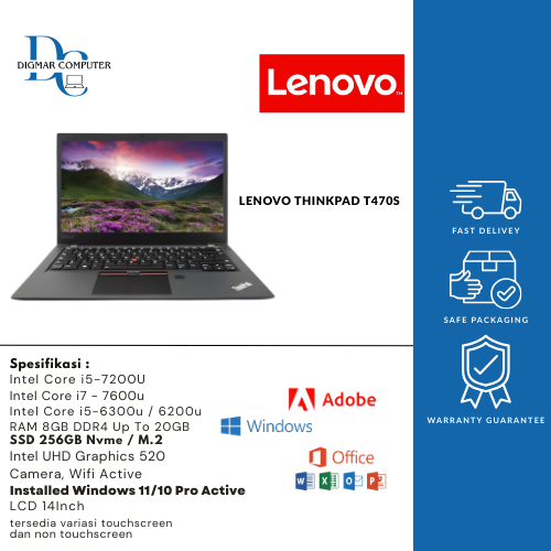 Jual Laptop second Jual Laptop murah Laptop Lenovo T470s T460s Touchscreen i5 Gen 7 8GB RAM 256GB SS