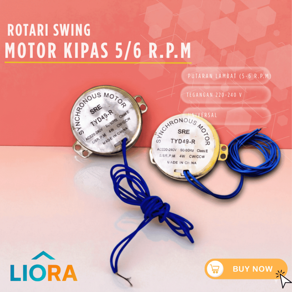 LIORA MOTOR ROTARY 5/6 rpm SYNCHRONOUS KIPAS ANGIN UNIVERSAL/ROTARI KIPAS ANGIN 5/6 RPM