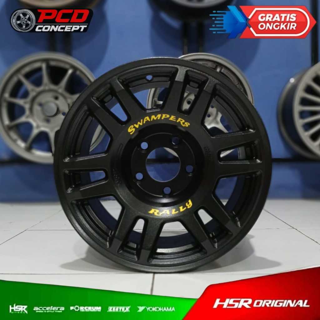 velg rally hsr swampers r15x114 hitam untuk innnova, xpander, terios dll