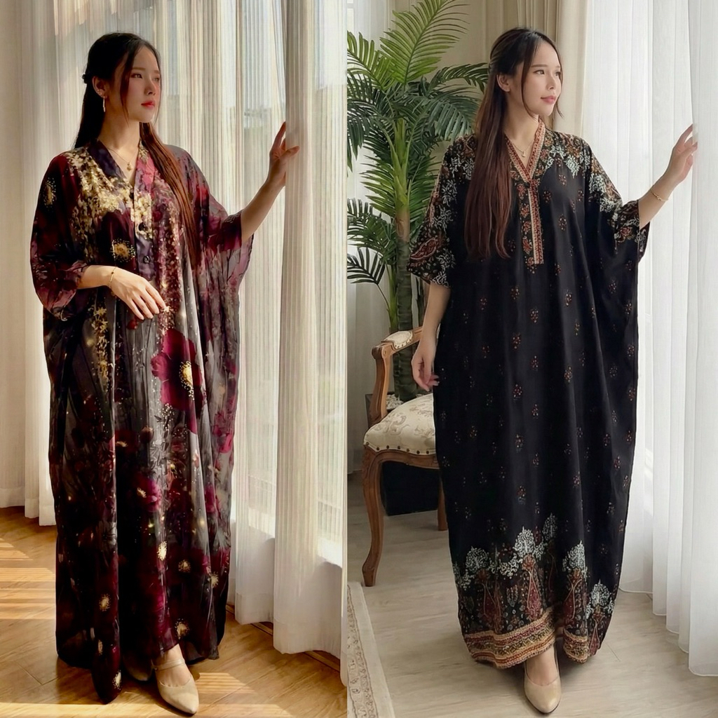 kaftan lili Ld 140cm fit jumbo premium baju hamil/homedress/ rayon/ busui - kalong - summer funi