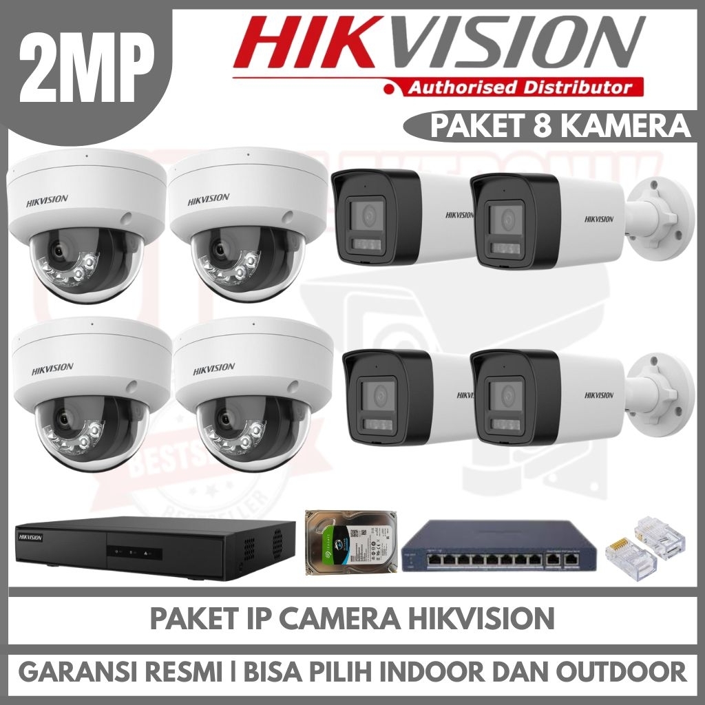 PAKET IP CAMERA HIKVISION 2MP 8 KAMERA GARANSI RESMI