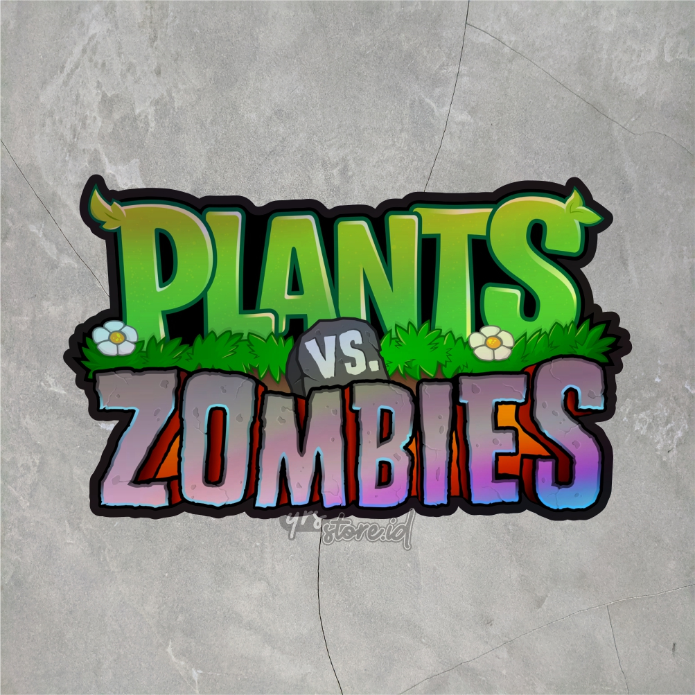 Stiker Hologram zombie plants ukuran +- 9,6 x 5,8 cm stiker murah anti air