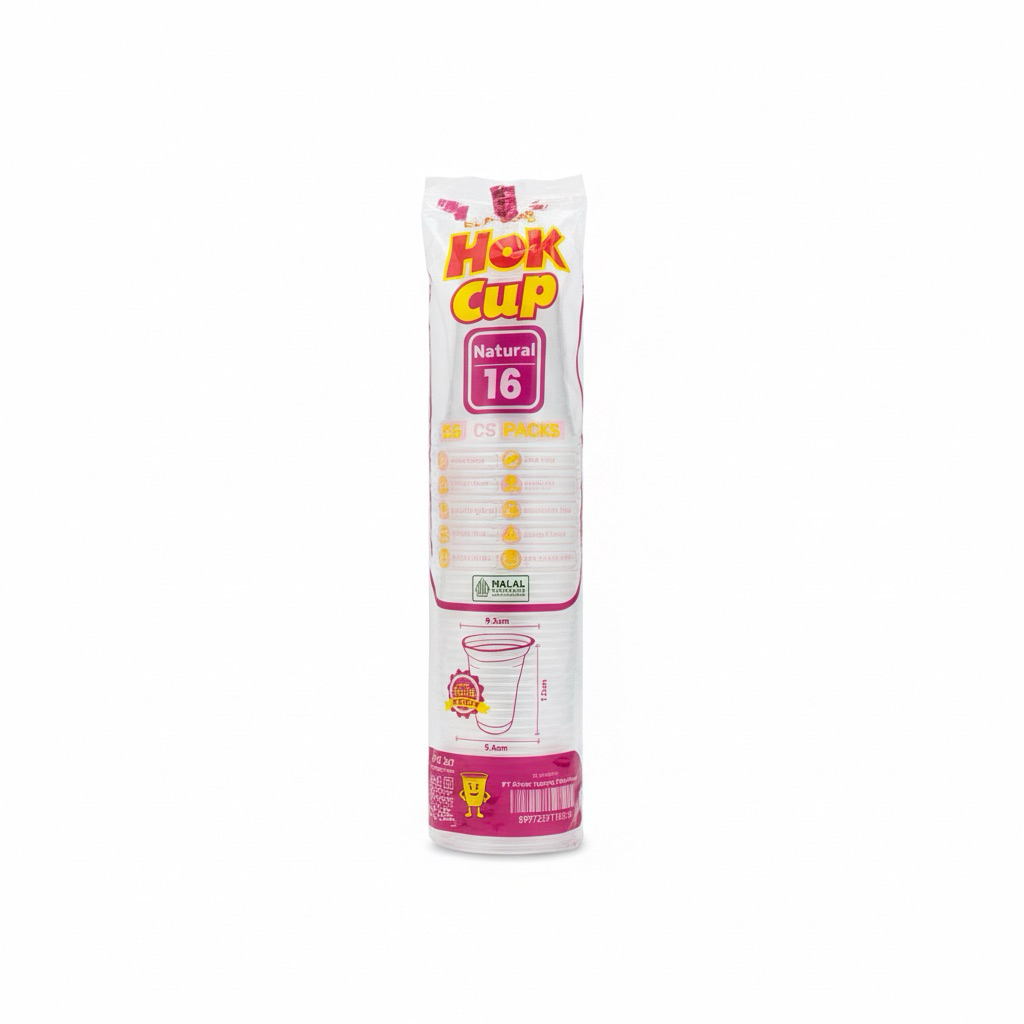 Gelas Plastik HOK ukuran 16oz | Gelas murah ukuran 16oz | Isi 50 Gelas
