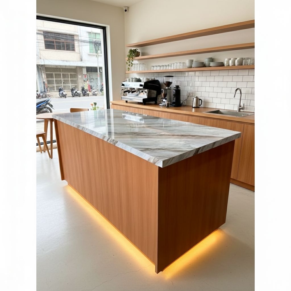 Meja Bar HPL minimalis/meja resepsionis. meja bar island. minimalis