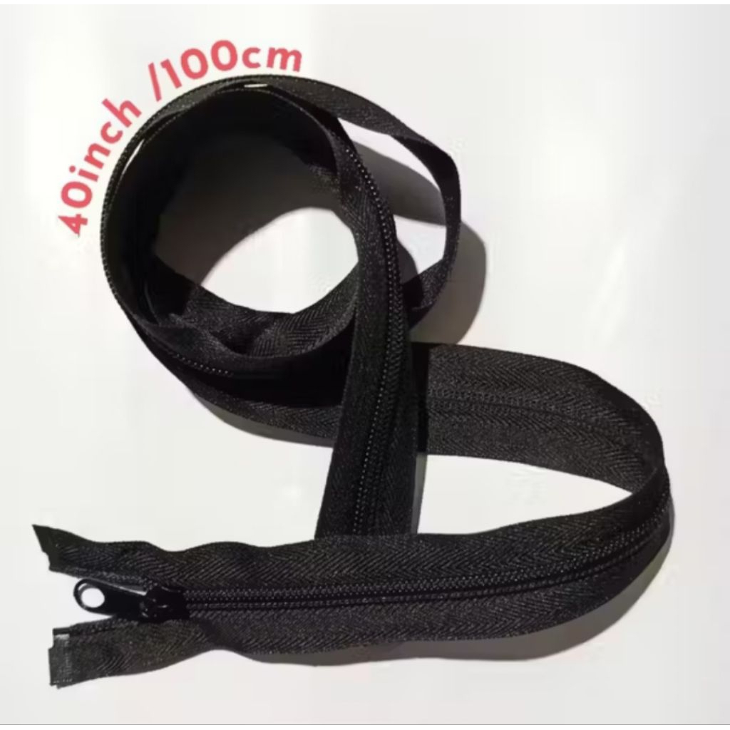 resleting coil jaket 100cm hitam resleting abaya gamis jubah