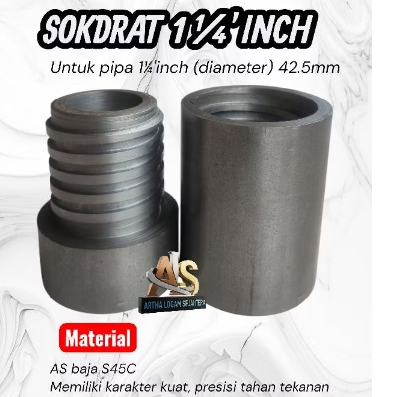 SOKDRAT 1¼ inch sambungan pipa sumur bor / sokdrat dalam / sokdrat luar / kuat presisi dan berkualit