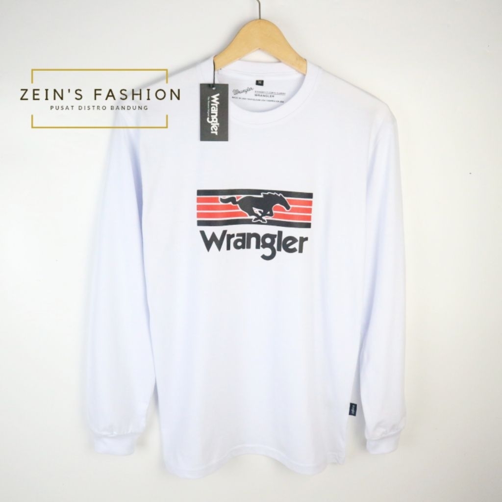 Wrangler T-shirt Lengan Panjang Rib , Size M - XXL , Kaos Pria dan Wanita