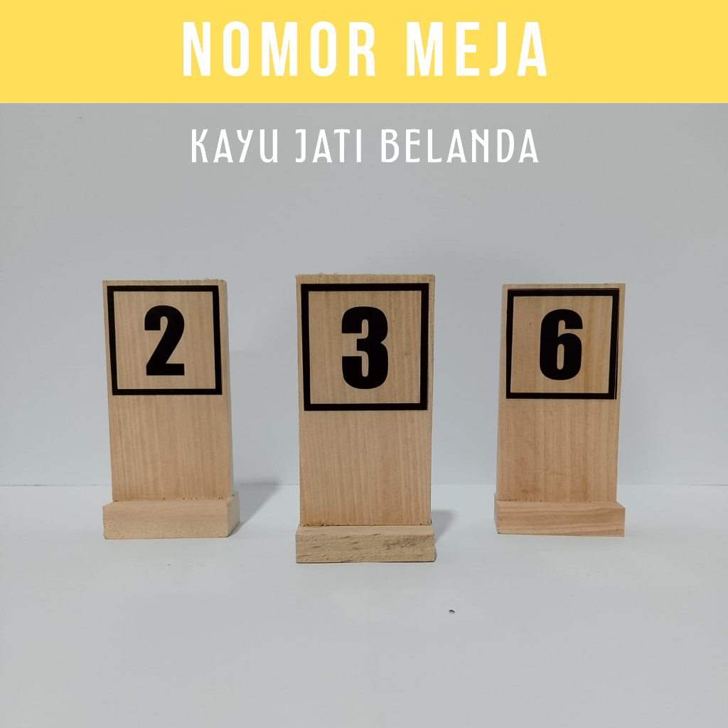 PAPAN NOMOR MEJA KAYU JATI BELANDA / NOMOR MEJA CAFE