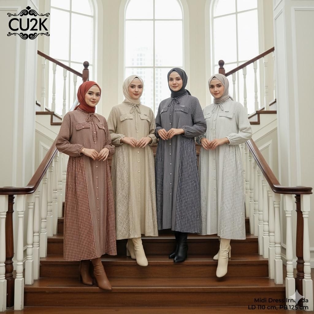 Midi Dress Irnanda  original By Cu2k bahan katun adem tidak nerawang