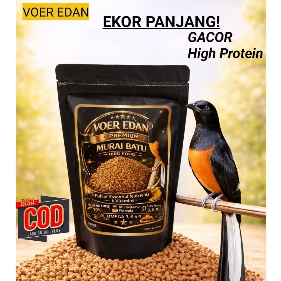 VOER EDAN - Voer Murai Batu Pakan Voer High Protein, Multivitamin Untuk Burung Murai PRODUK TERLARIS