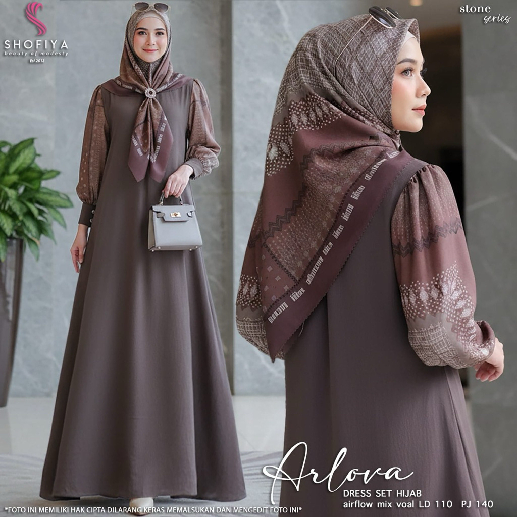 Arlova Set Hijab Original Shofiya Dress Airflow Voal Premium Arlova Dres Ld 110 Set Hijab Shofiya
