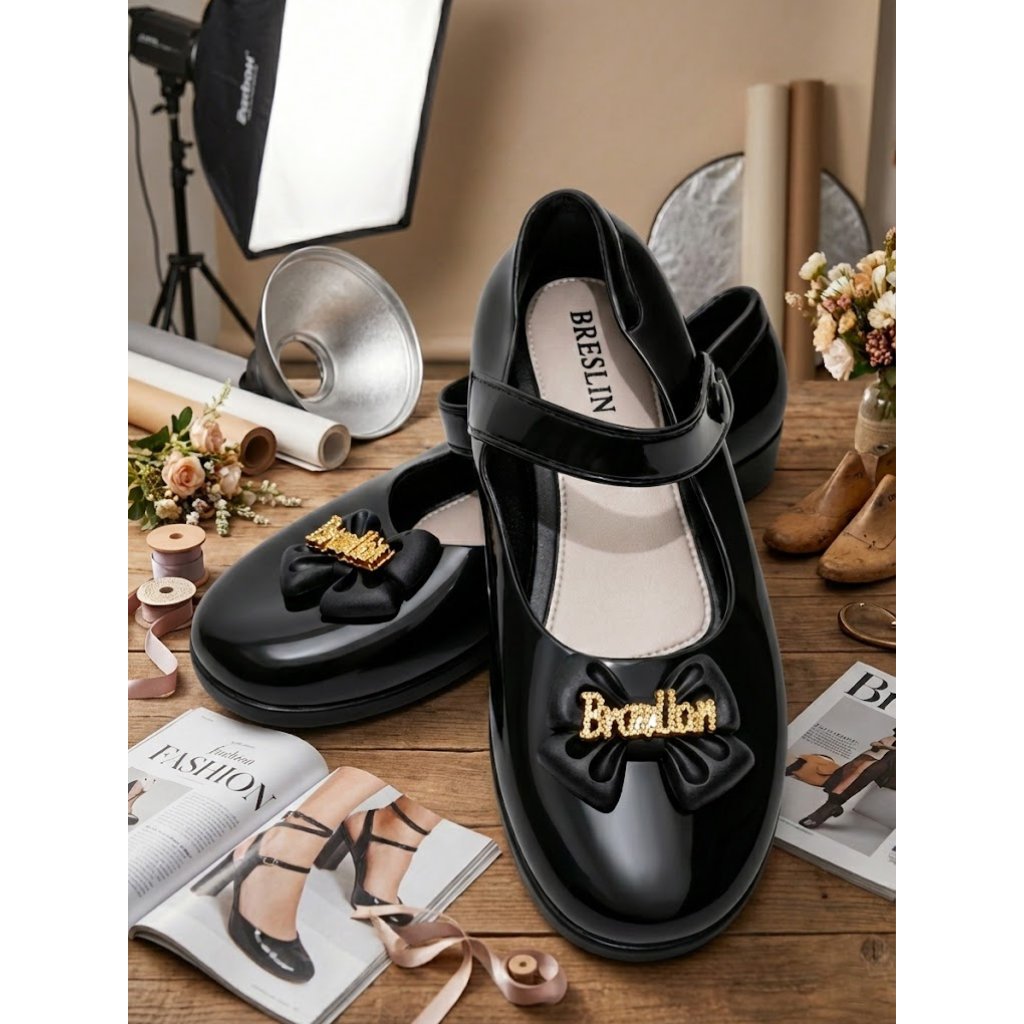 Sepatu Flats Anak Perempuan Breslin Sepatu Impor Warna Hitam