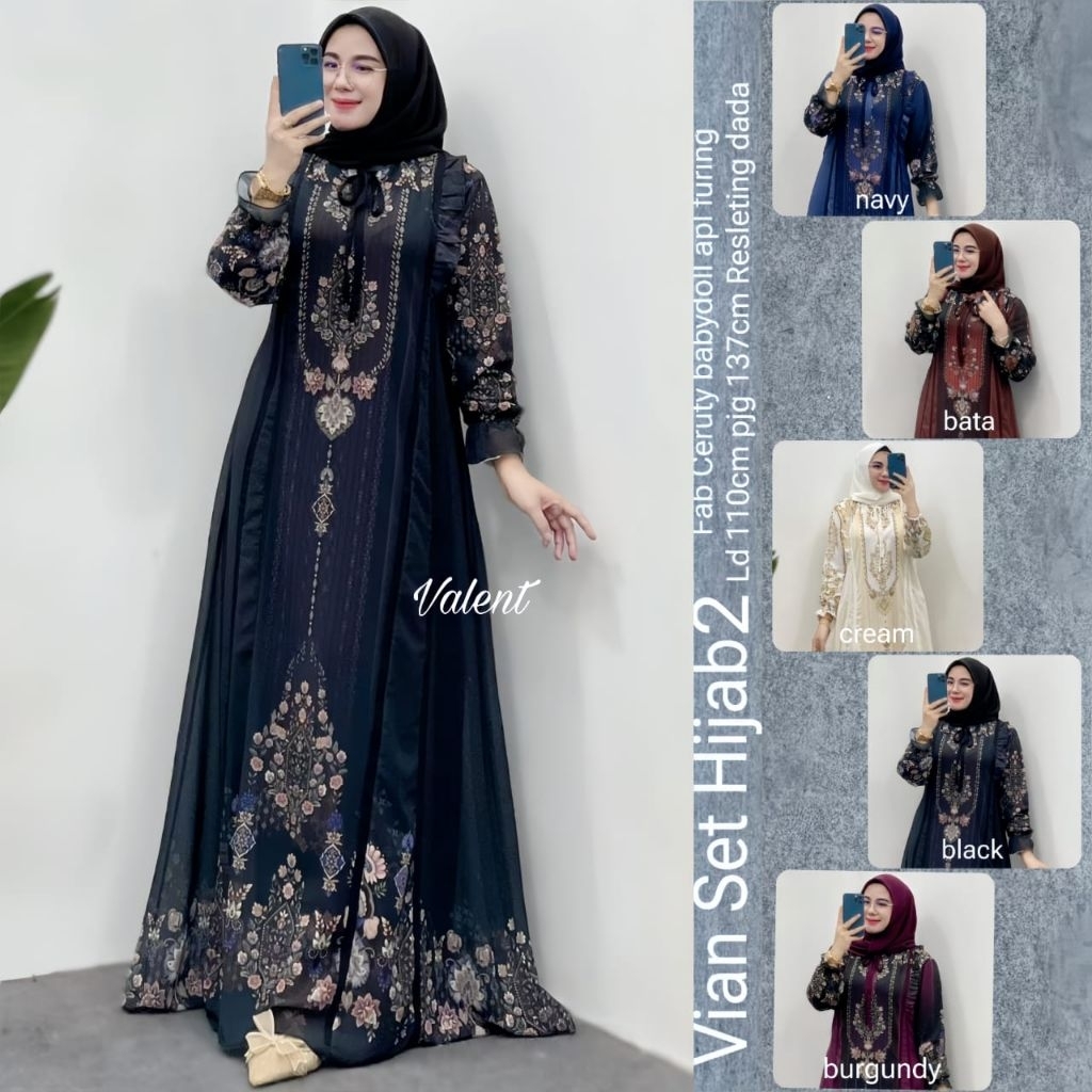 VIAN YESI RINGIN MANOHARA SET HIJAB VALENT HIJAB GAMIS CERUTY JERSEY PREMIUM SET JILBAB SET CELANA J
