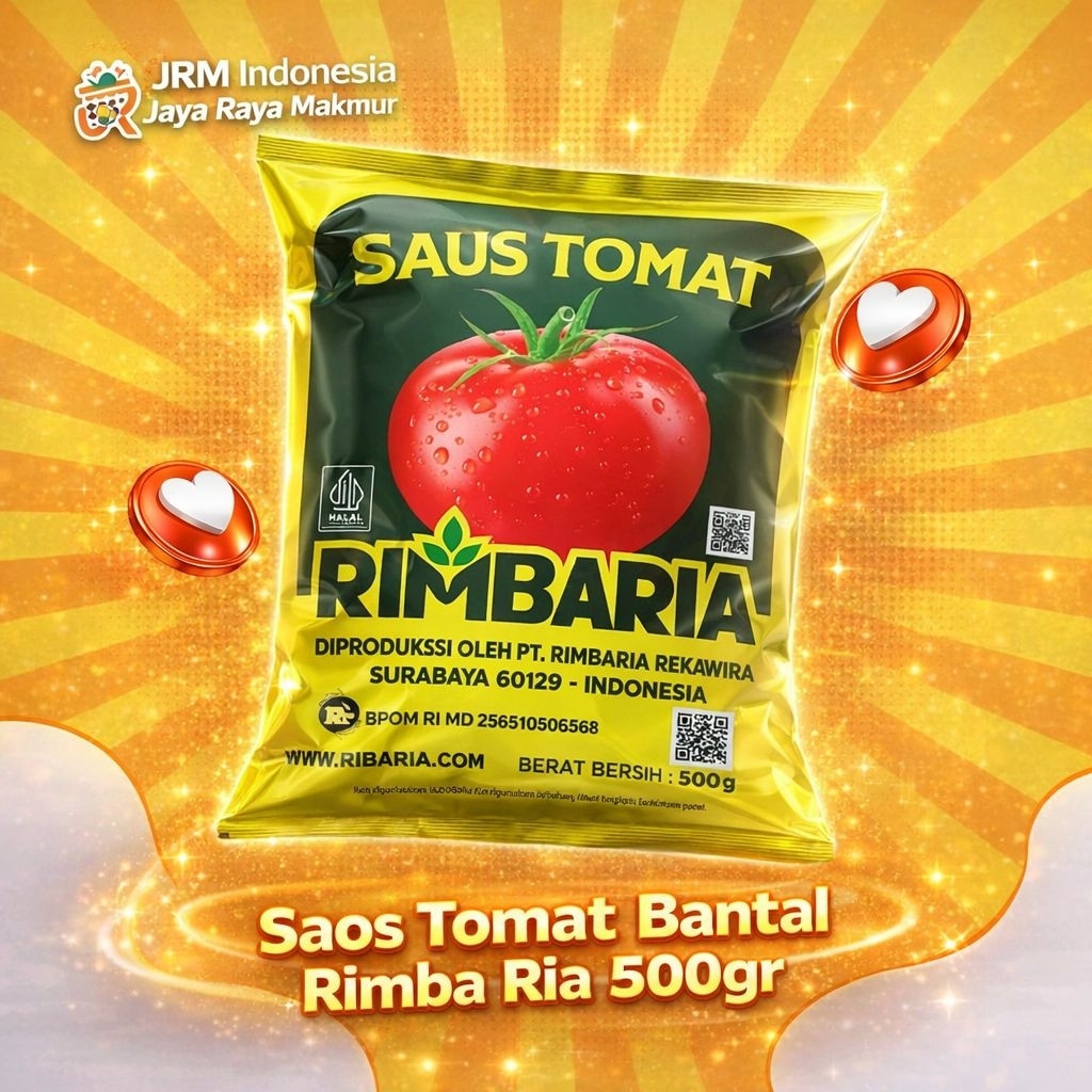 Saus Tomat Rimba Ria 500gr – Saos Tomat Bantal Asli Pabrik, Halal & BPOM