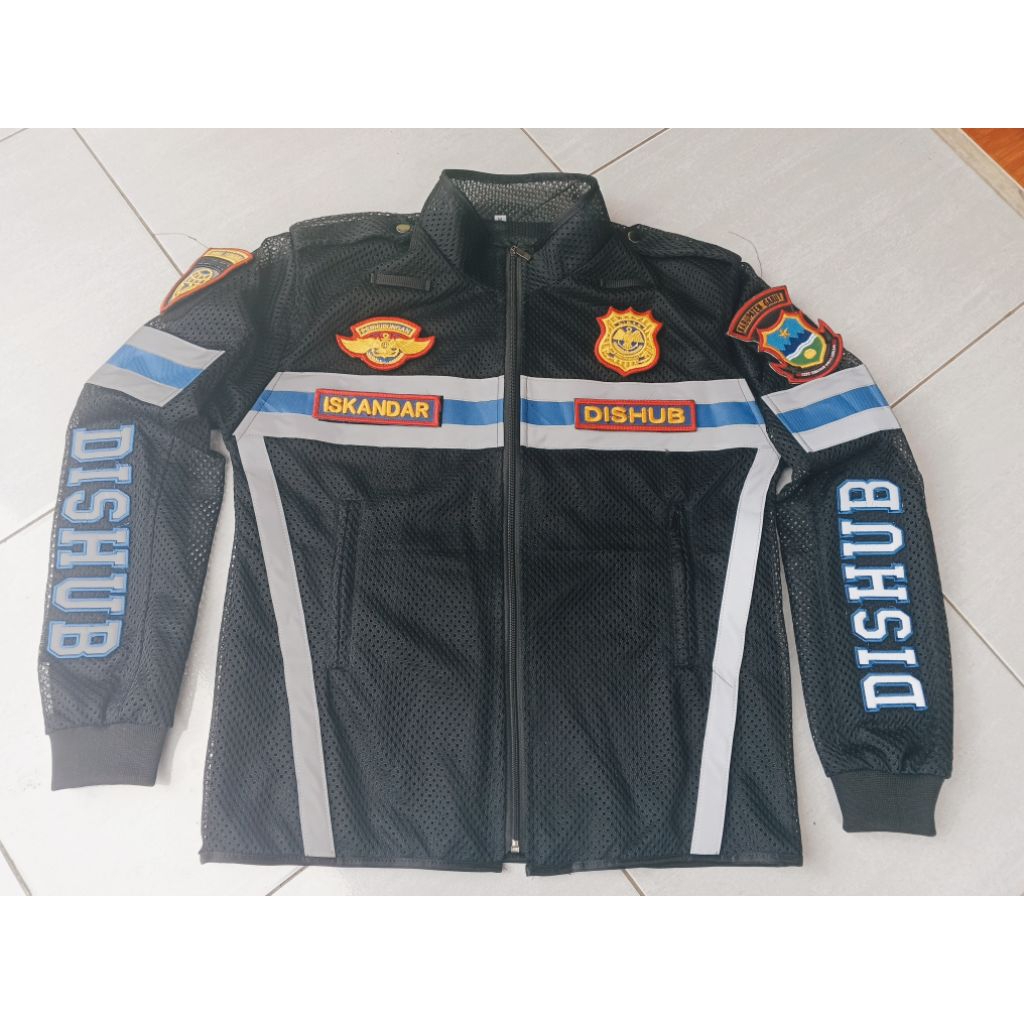 jaket jaring dishub bordir tangan full atribut