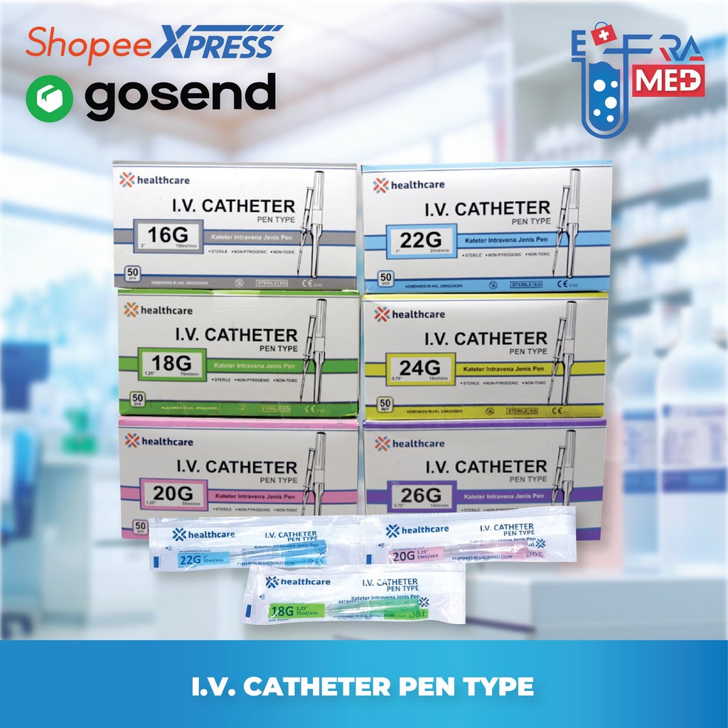 Healthcare Abbocath 16G 18G 20G 22G 24G 26G Kemasan Eceran