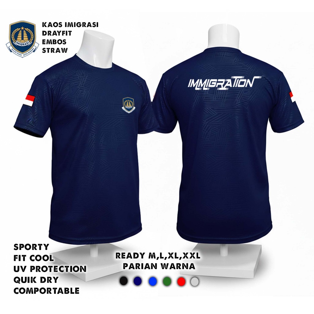 Kaos Imigrasi Dryfit Embos / Kaos IMIPAS Bahan Dryfit Embos / Kaos KEMENIMIPAS dryfit/KAOS IMIPAS