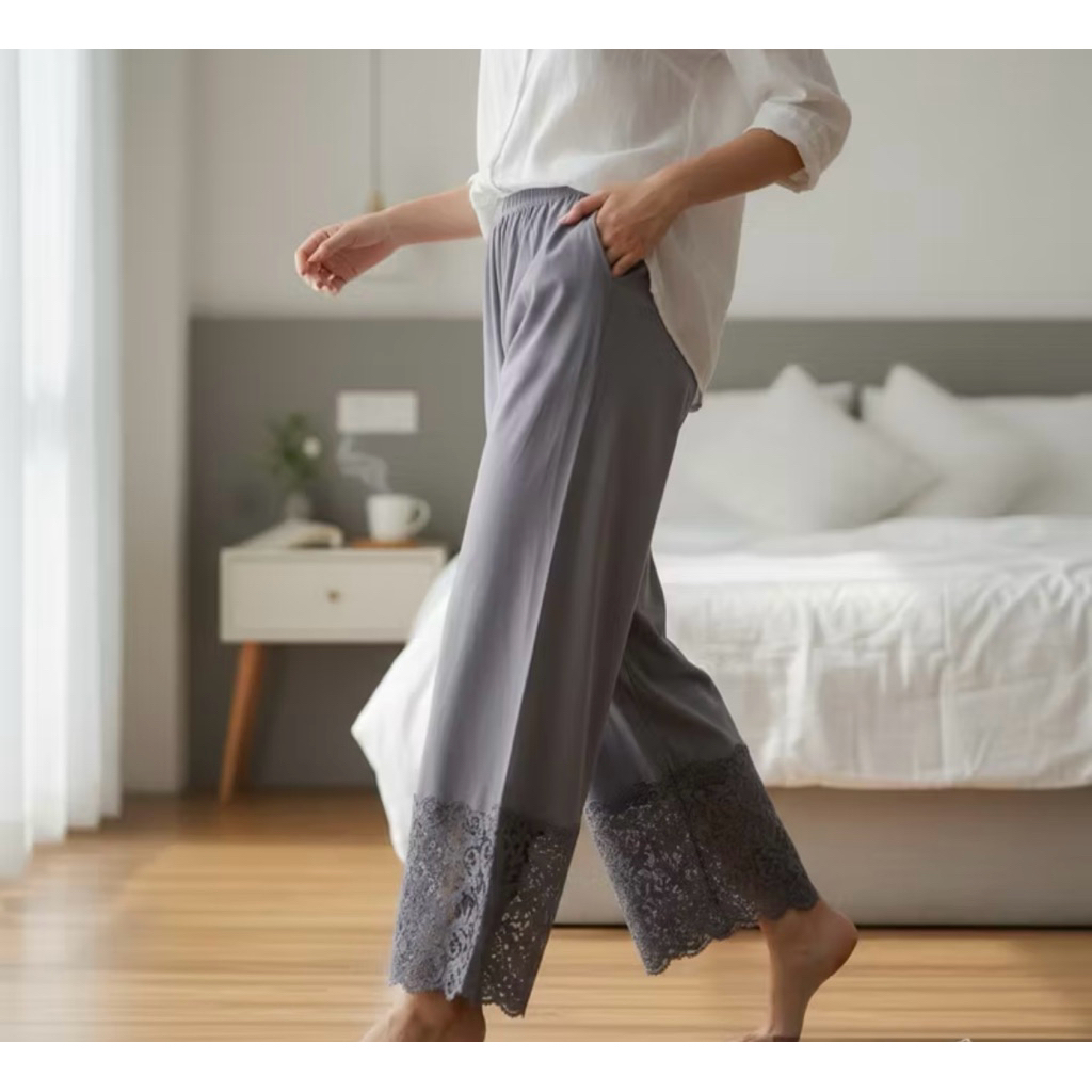 Celana Renda Kulot Wanita Kaos Rayon Dalaman Rok Celana Panjang