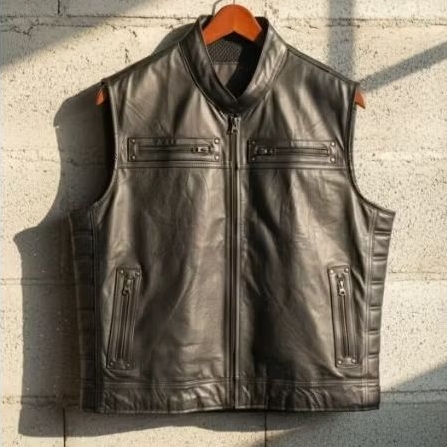 ROMPI MOTOR KULIT ASLI VEST MOGE BIKER HARLEY DAVIDSON STYLE