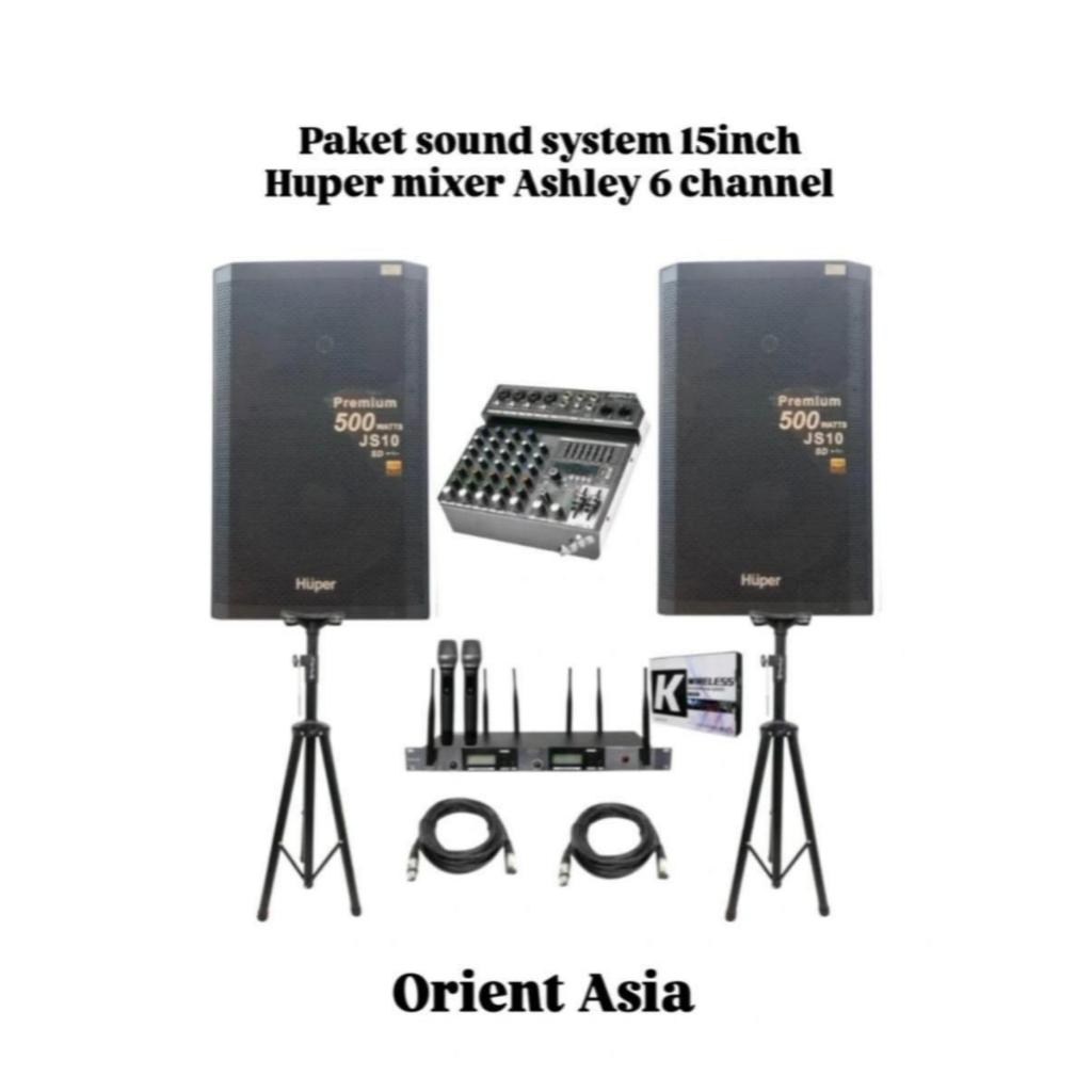Paket Sound System Huper 15inch Mixer Ashley 6 Channel