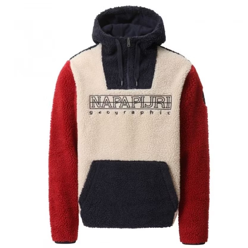 NAPAPIJRI TEIDE 2 COLORBLOCK FLEECE SWEATSHIRT HOODIE MENS NATURAL PEYOTE