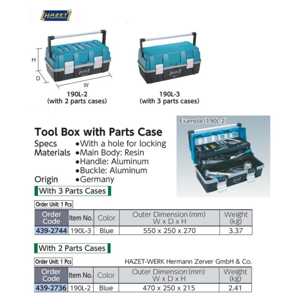 HAZET Toolbox with Parts Case HAZET 190L-3