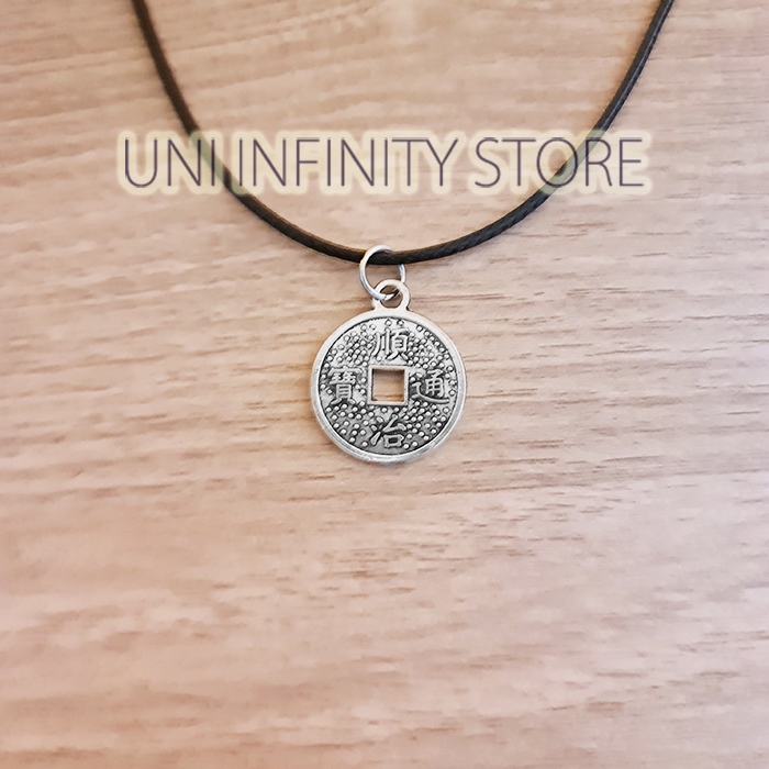 JWNE0629 Kalung Koin Keberuntungan Cina Antik Perak Perunggu Unisex Pria Wanita Cowok Cewek Antique 