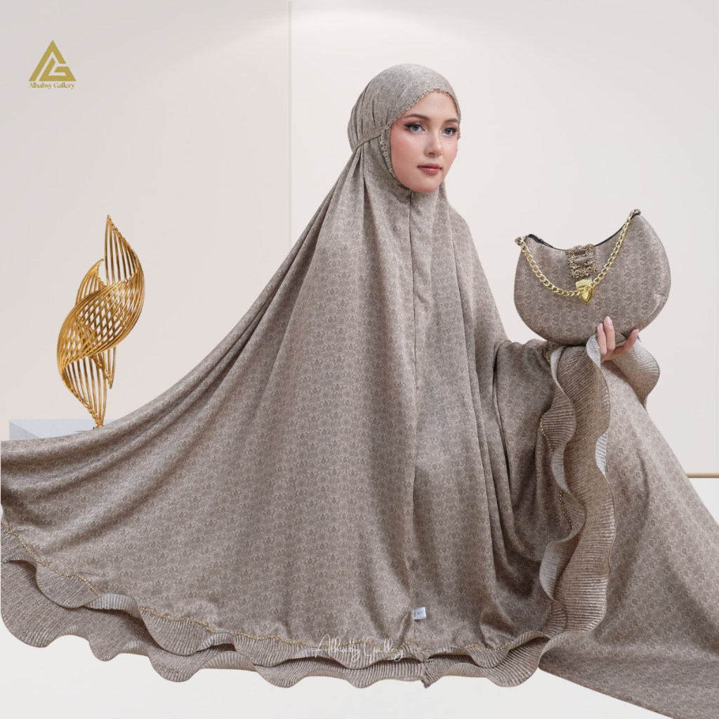 Alhamdulillah - Mukena Dewasa Mewah Santorini Silk Gelombang Cinta Plit 2in1 Athasya Series