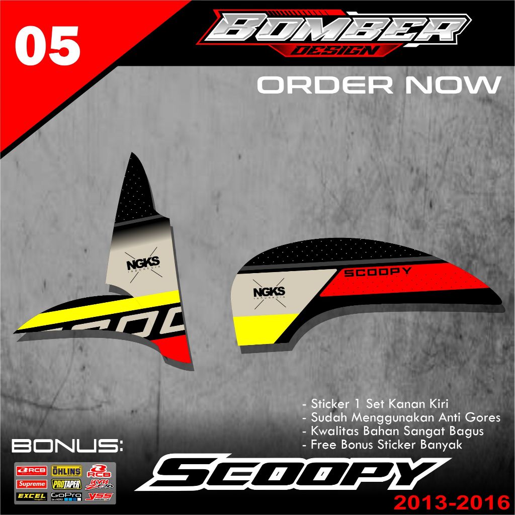 STRIPING VARIASI HONDA SCOOPY 2013 2014 2015 2016 / STICKER LIST VARIASI MOTOR SCOOPY BMB.05