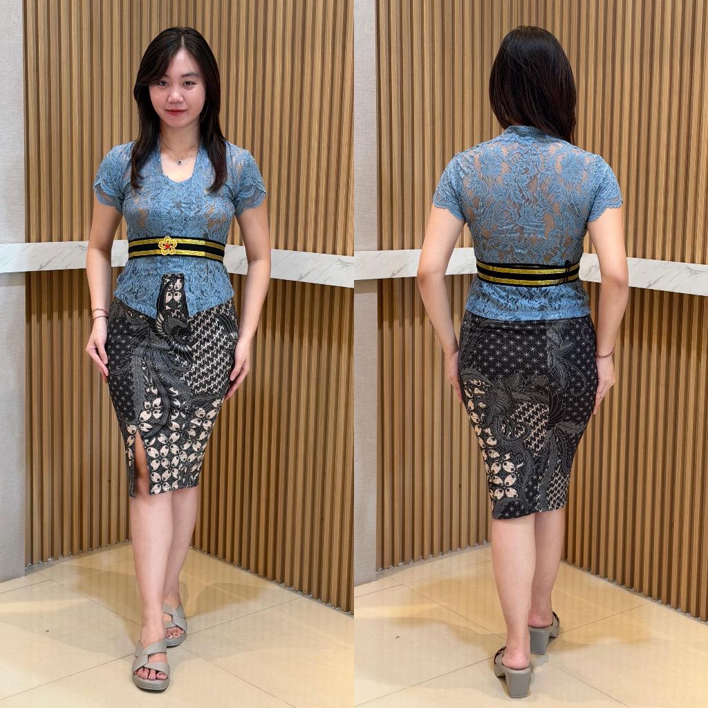 NEW SETELAN KEBAYA/ONE SET MODERN BROKAT LENGAN PENDEK & ROK BATIK SPAN PENDEK UNTUK
