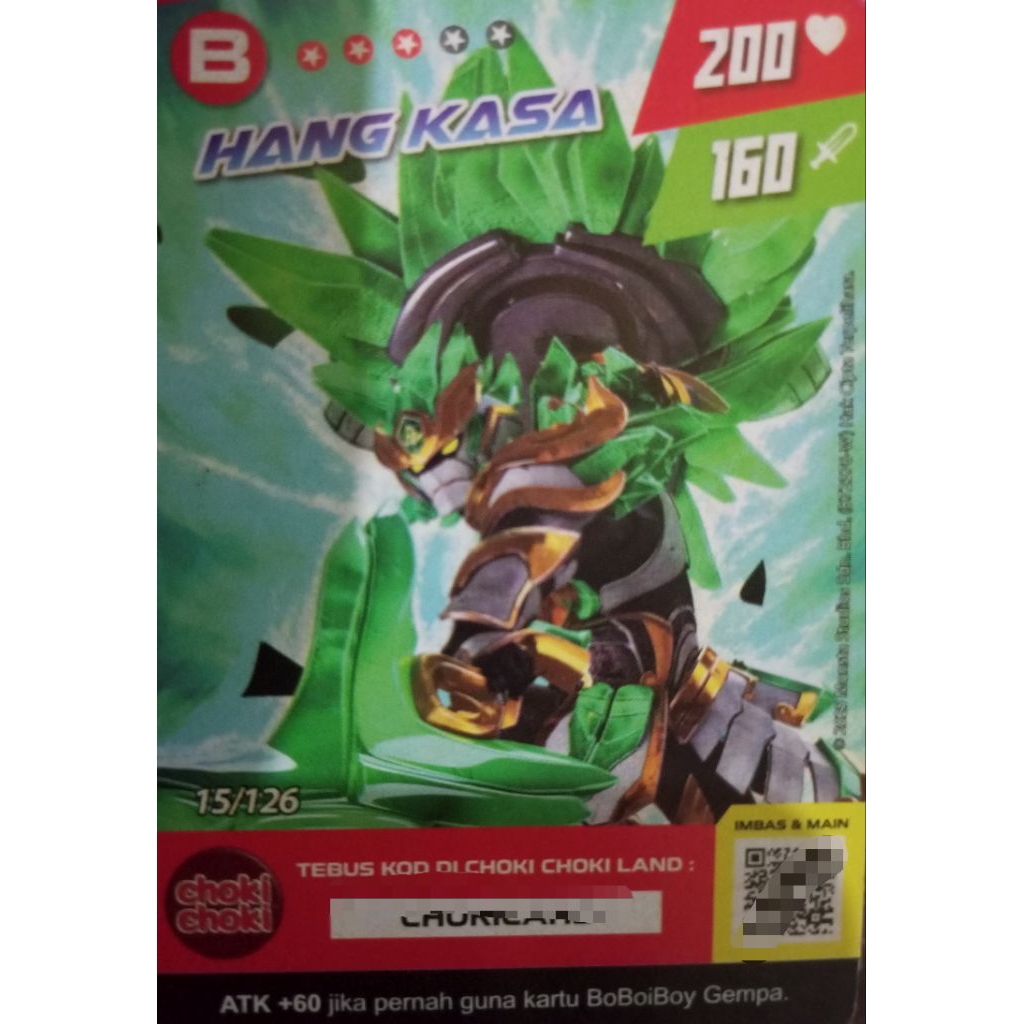 KARTU BOBOIBOY HANG KASA 200/160