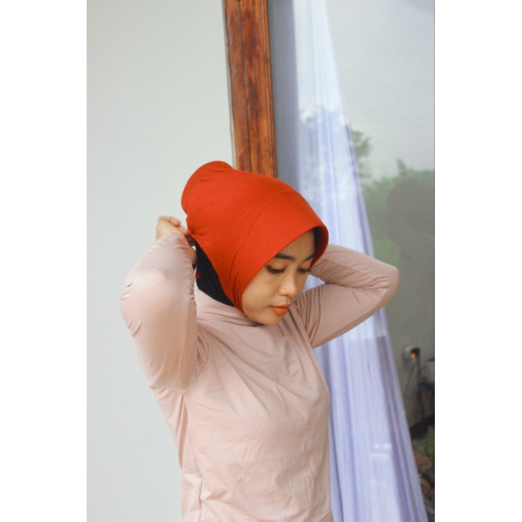 CIPUT TOPI  MARSHA CEPOL.ciput mecca.ciput dengan konde/cepol bisa dilepas pasang(bahan kaos rayon s