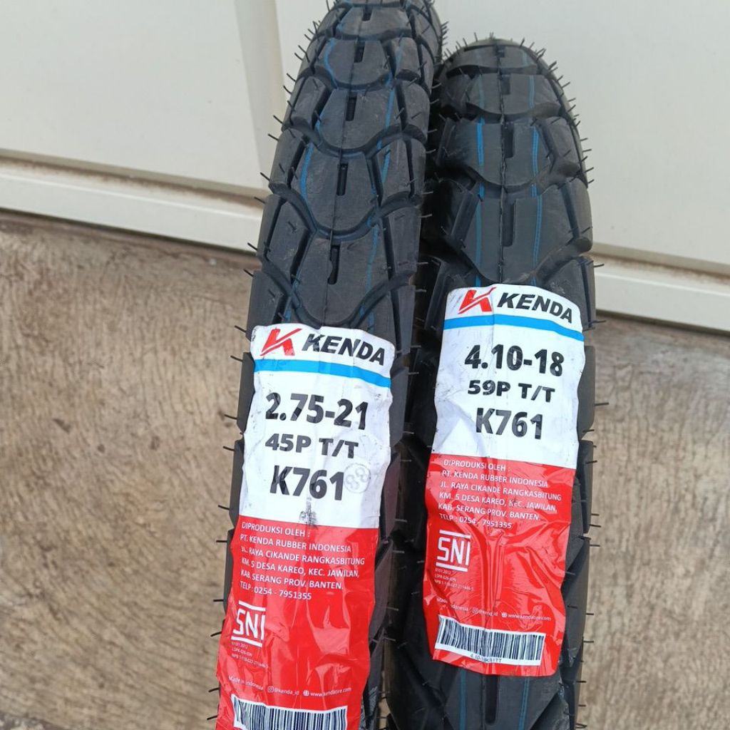 KENDA K761 K 761 PAKET BAN DEPAN+BELAKANG CRF/KLX BF RING 21+18 BAN LUAR MOTOR KENDA 4.10-18 & 2.75-