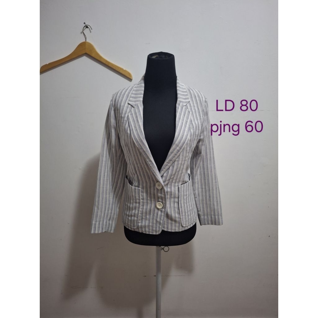 Blazer salur biru_putih