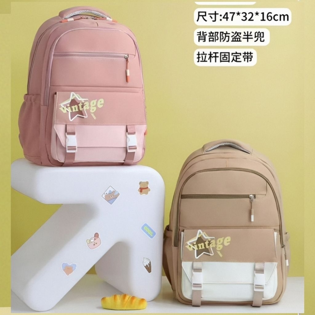 VINTAGE Tas Ransel Sekolah Tas Punggung Wanita Besar Import