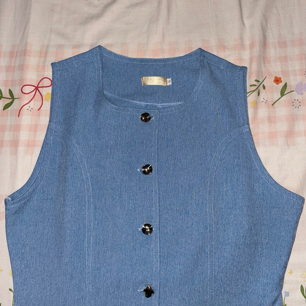 Preloved Dune Round Neck Denim Jeans Vest Ocha Wear Size XL