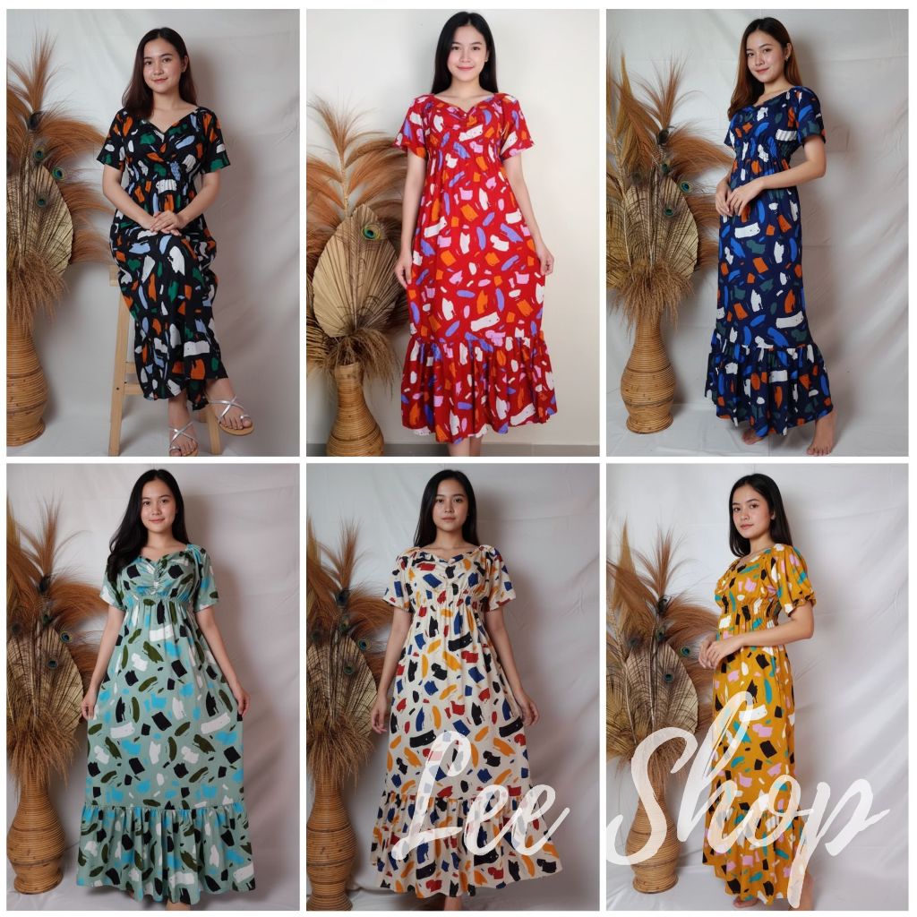 Daster Dress Zahra Rempel Motif Bunga Rayon Bali Adem Terbaru Mama Muda Remaja Viral