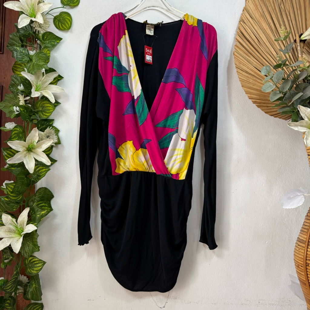 Minidress Jersey Hitam Pink