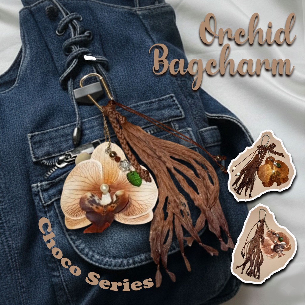 orchid. anggrek bagcharm. orchid bagcharm. gantungan tas. anggrek