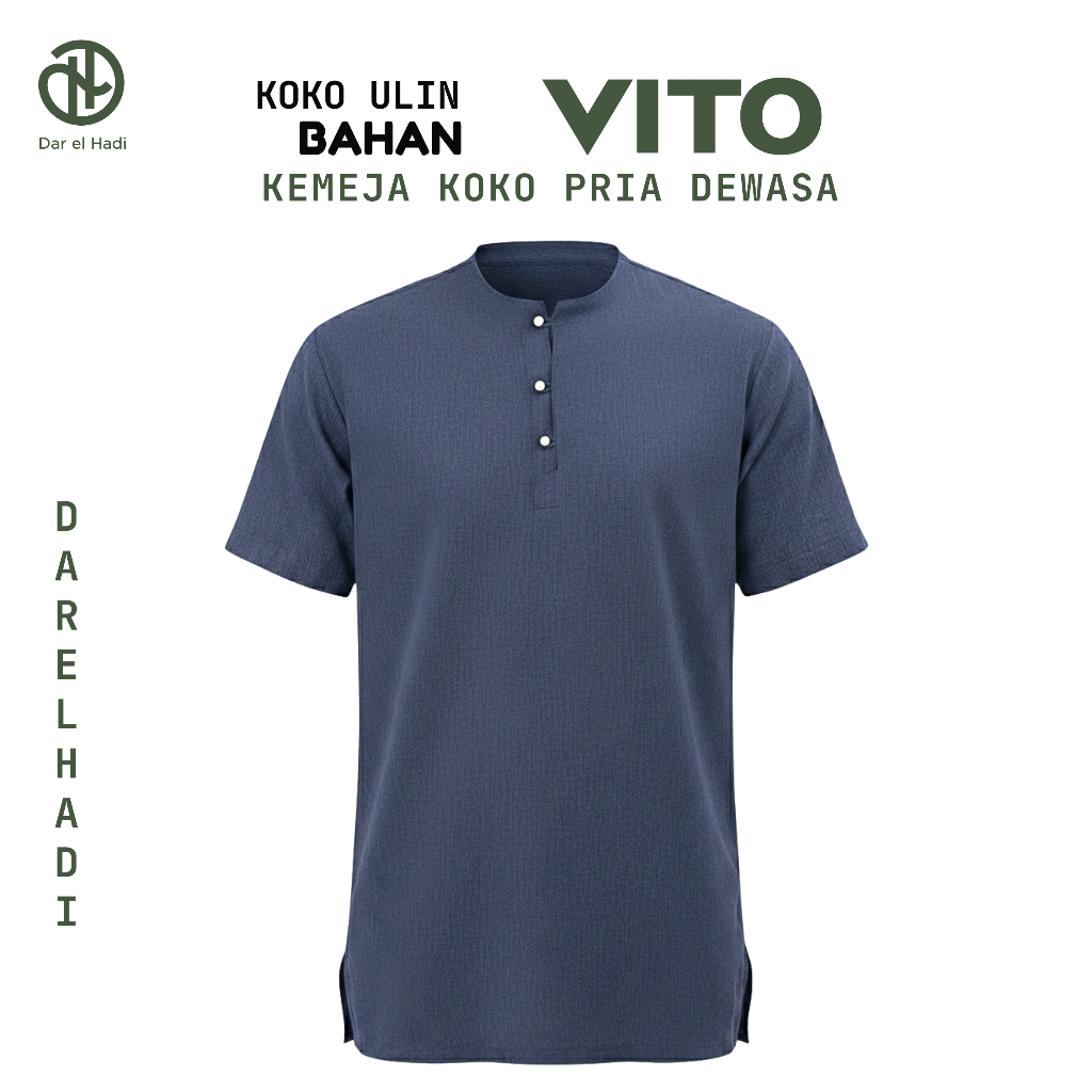 Darelhadi - Kemko Pria Dewasa Lengan Pendek Tanpa Kerah | Koko Kurta Ulin Tersedia 4 Warna