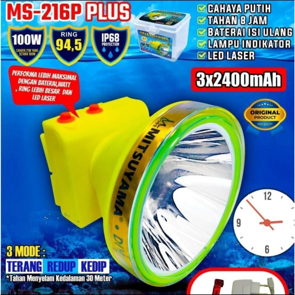 SENTER KEPALA SELAM / DIVING HEADLAMP MITSUYAMA 100 WATT