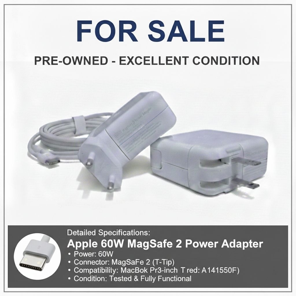 Apple MacBook Charger MagSafe 2 Power Adapter 60W Original Cabutan - Second