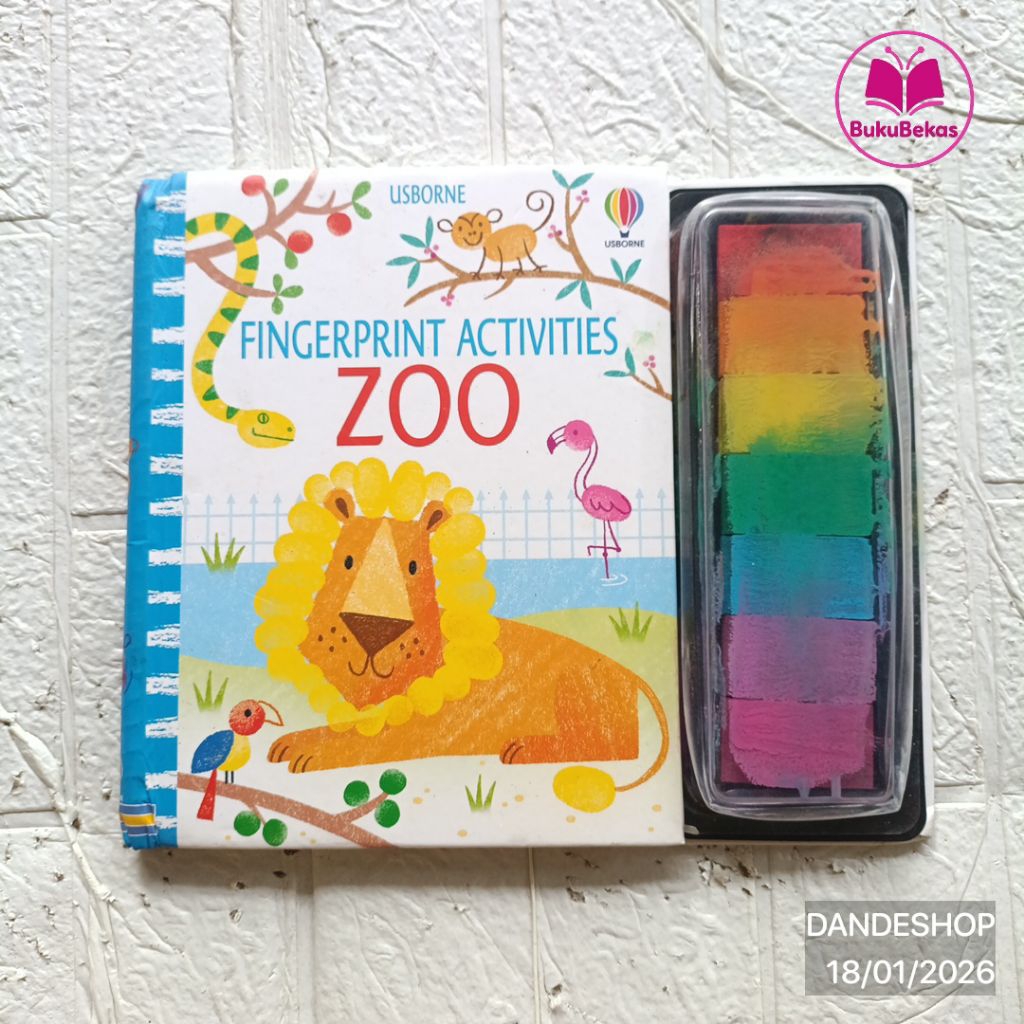 (bekas) Usborne Fingerprint Activities ZOO - Buku Anak Preloved bahasa inggris