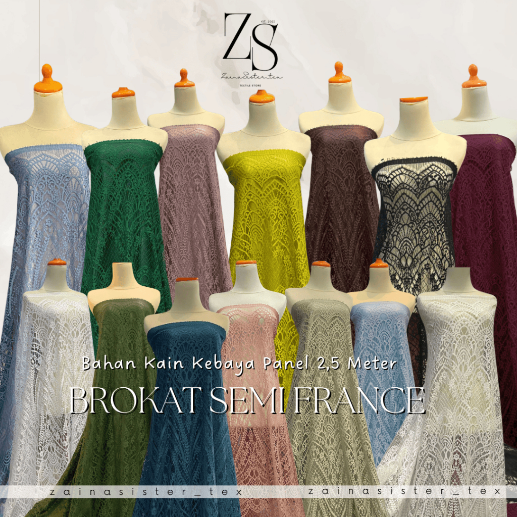 2,5 Meter Kain Brokat Lace Semi Francis Premium | Lace Semi Prancis Semi France Panel Mewah Elegan L