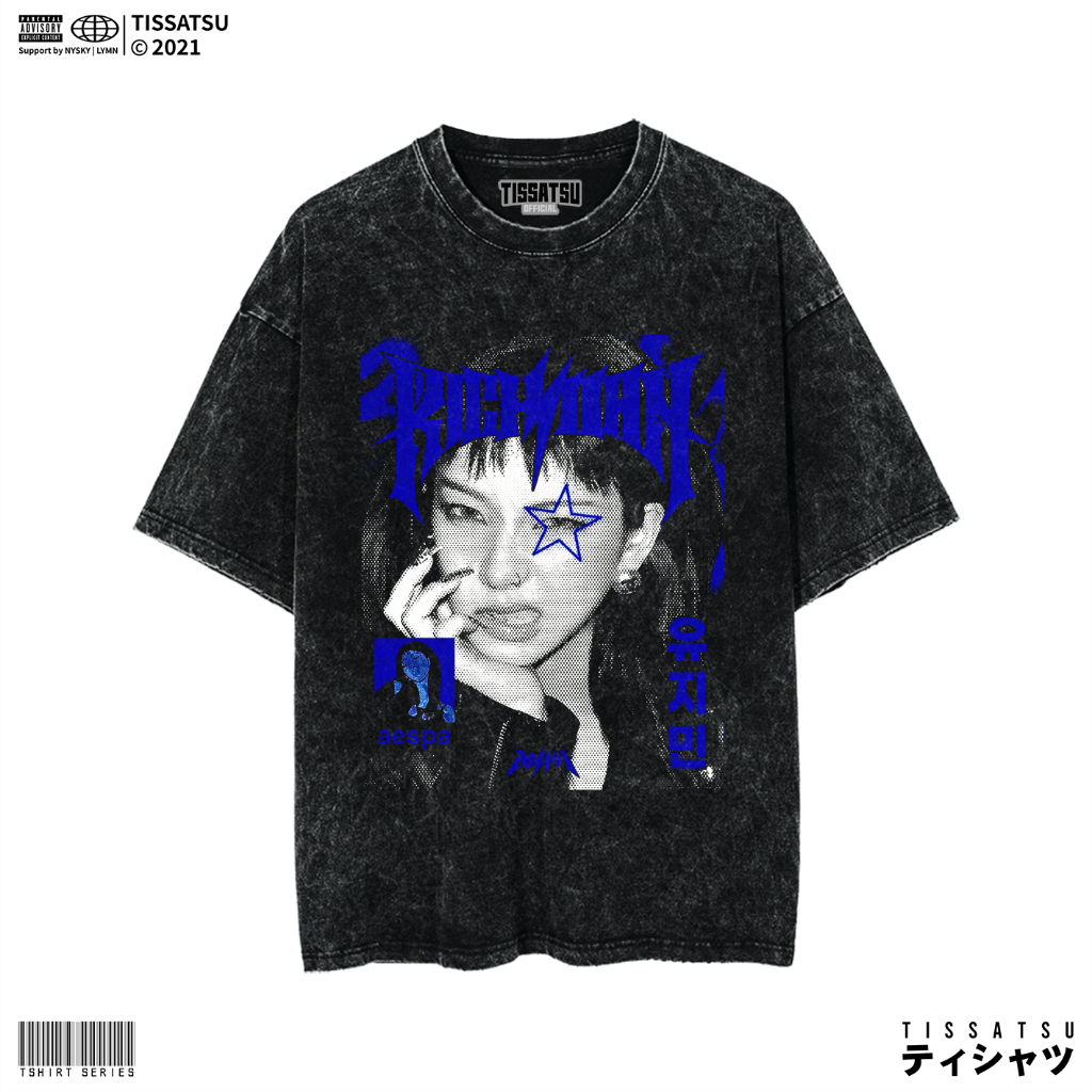 TISSATSU Kaos AESPA RICH KARINA Oversize Washed / T-Shirt Kpop Wash Slimfit / AESPA-41