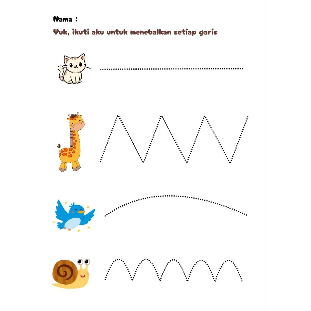 Worksheet Anak TK 3–5 Tahun | Printable PDF Latihan Motorik Halus