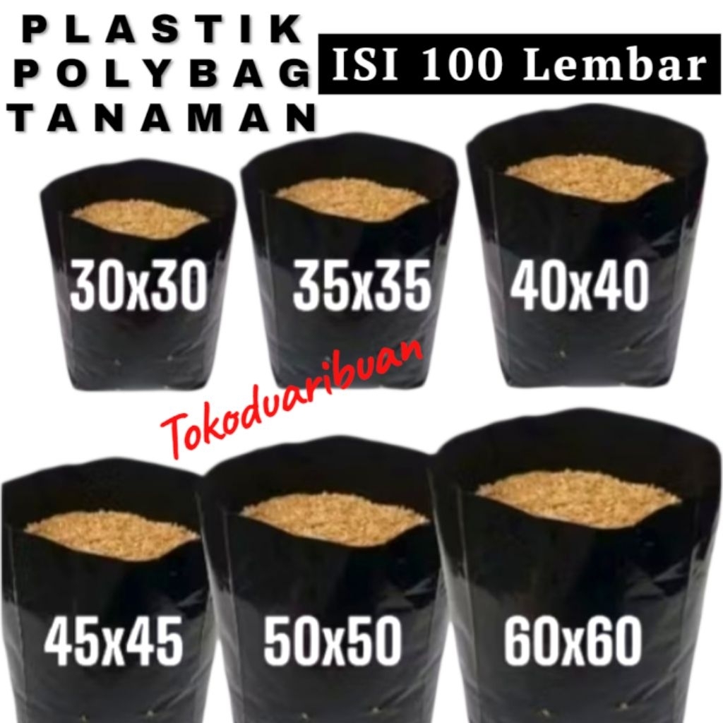 Polibag Tanaman Polybag Tebal Besar Jumbo 100 Lembar Polibek 40x40 cm Berkualitas Bagus Tebal Pot Po
