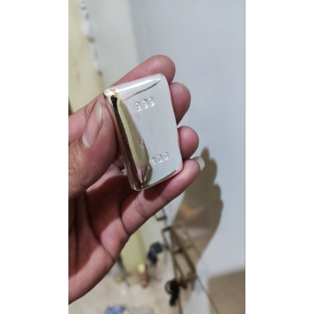 perak murni 99.9 batangan 100gr asli silver