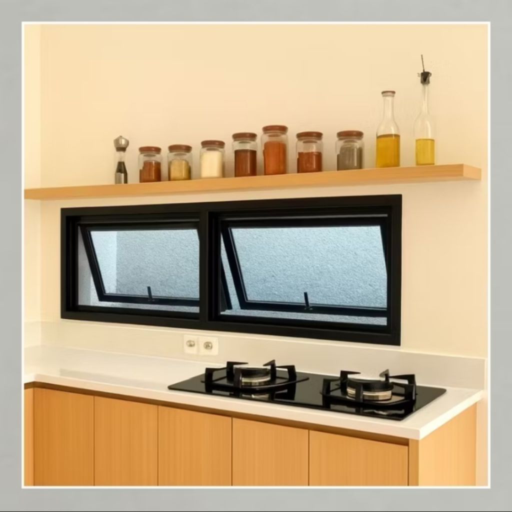 jendela dapur bouven aluminium gandeng ukuran bervariasi komplit gratis packing kayu