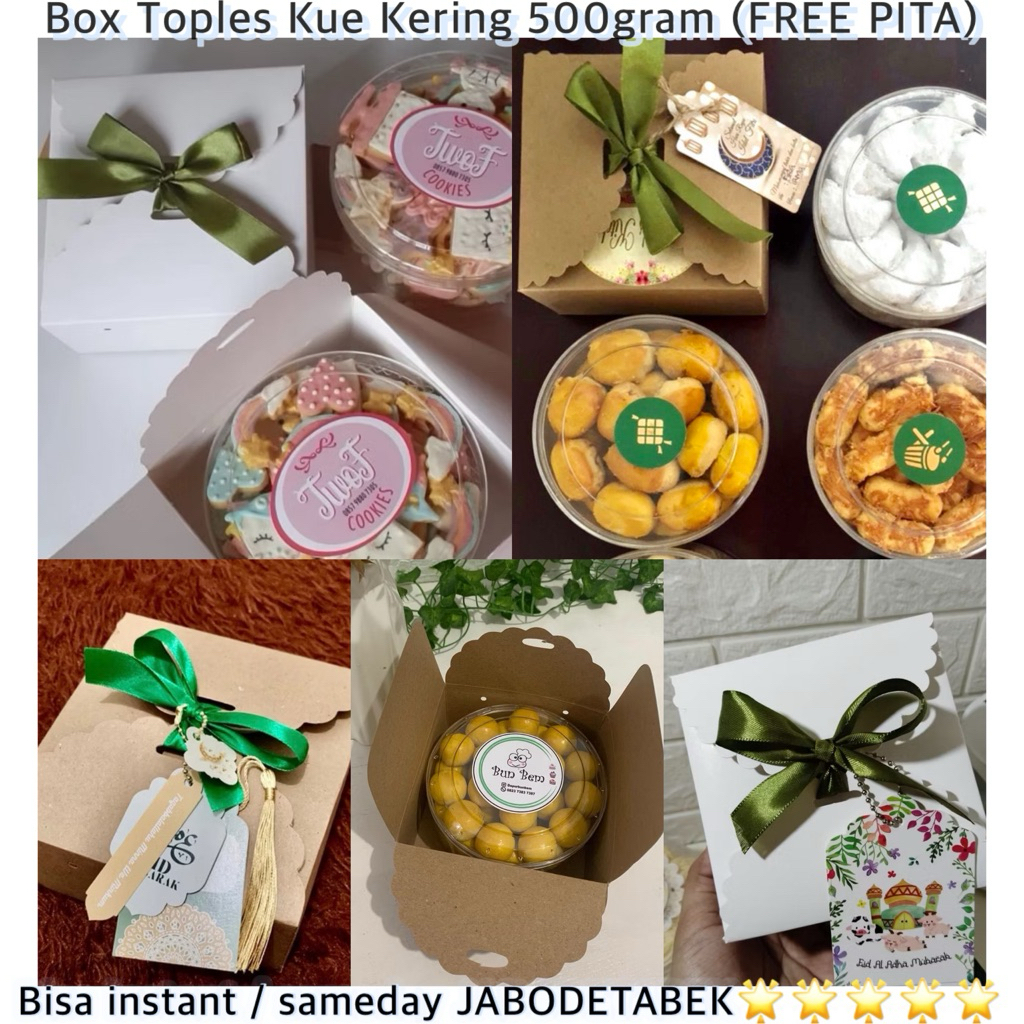 Kotak Toples Dus Kue Kering 500gram 14x14x7 (FREE PITA 10pcs) Cookie box Kotak Kue Kering lebaran ko